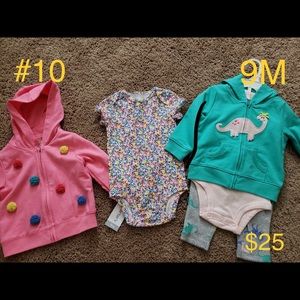 Girls Dino outfit, onesie and Pom Pom hoodie